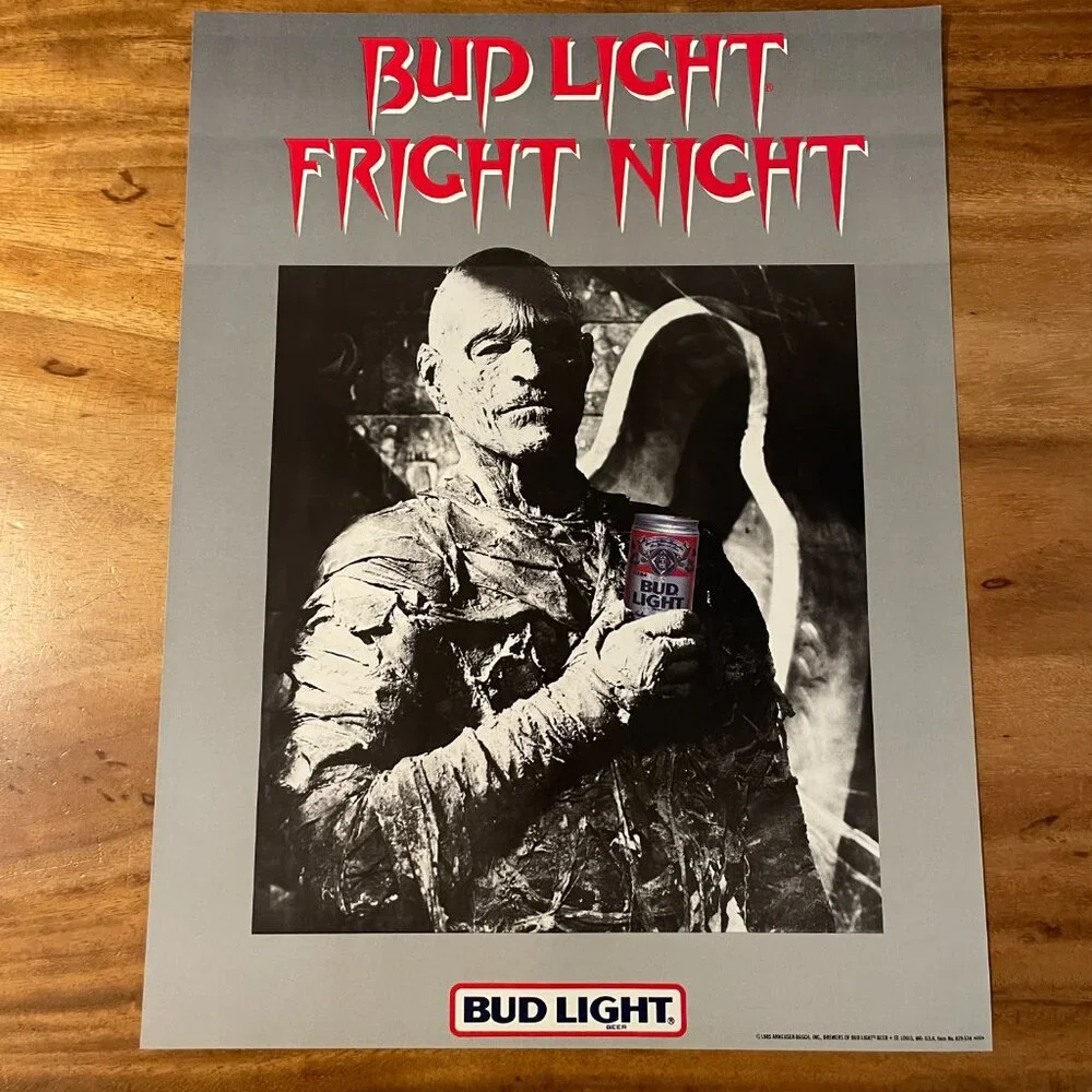 Bud Light Fright Night Peak 80's Horror Poster Lot 3 Halloween Vtg 1985 - Picture 3 of 6